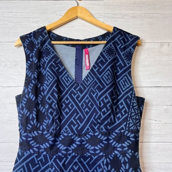 Plenty by Tracy Reese Dress Womens Size 8 Diamond Tribal Sleeveless Denim Funky - Picture 10 of 16